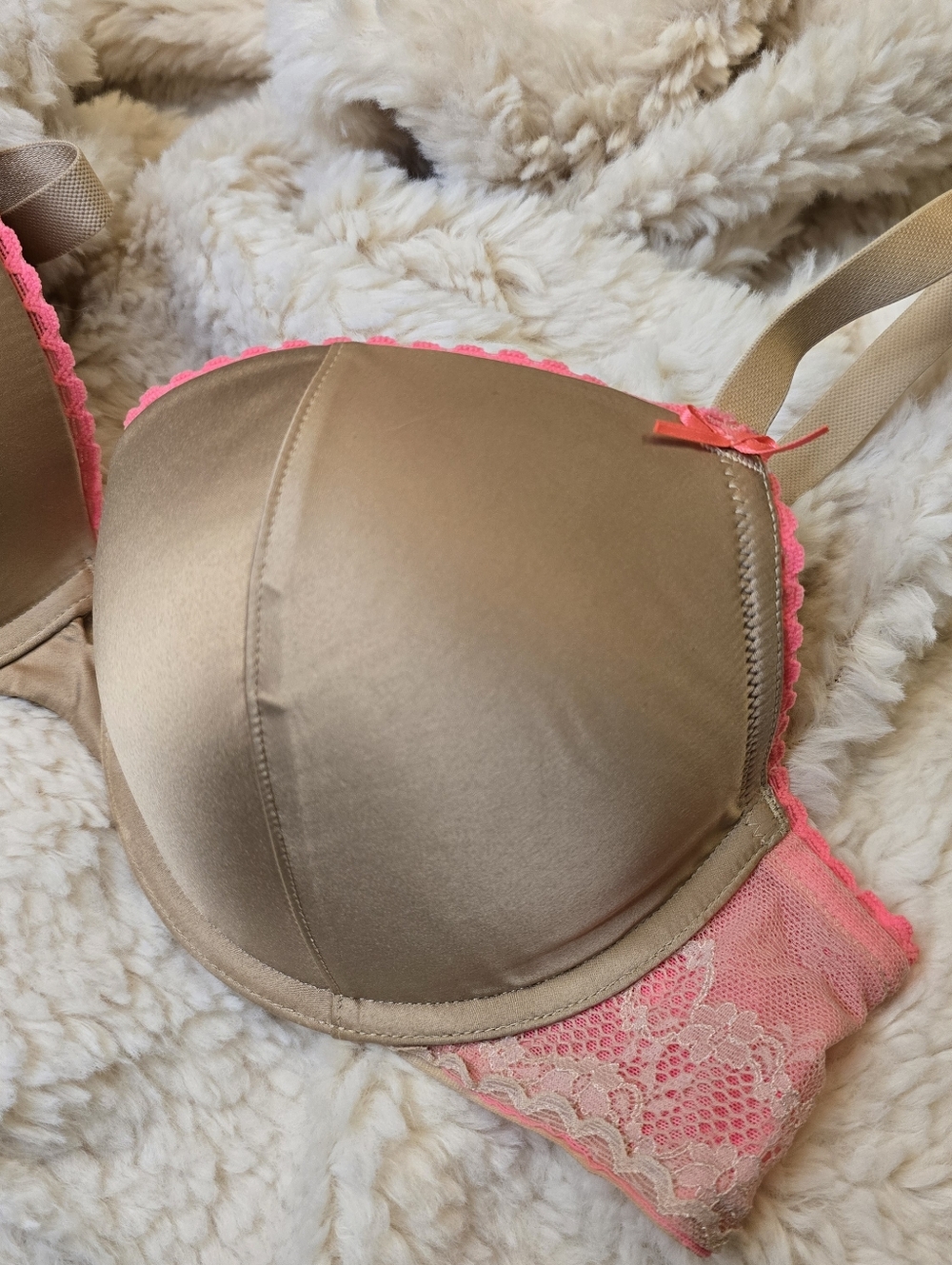 Aerie Ella Gel Push-up Bra - Nude & Pink Lace - 38B